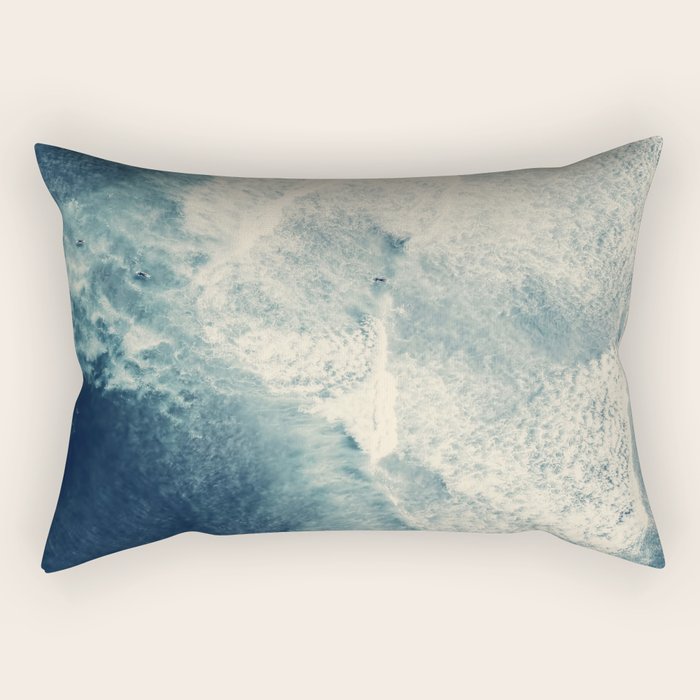 Ice Blue Surf - Aerial Ocean Sea Photography Rectangular Pillow Gallery Image 2