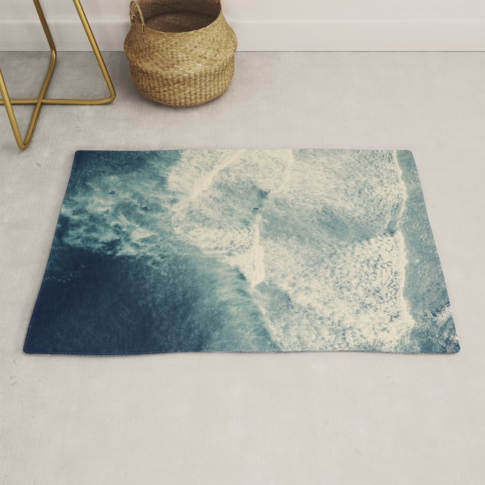 Ice Blue Surf - Aerial Ocean Sea Photography Rug Gallery Image 1