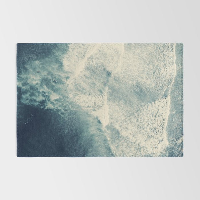 Ice Blue Surf - Aerial Ocean Sea Photography Rug Gallery Image 2
