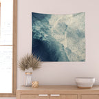 Ice Blue Surf - Aerial Ocean Sea Photography Wall Tapestry Gallery Image 2