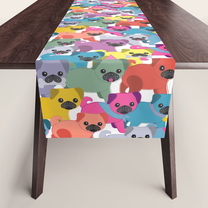 Colored Pugs Pattern - no1 Table Runner Gallery Image 1