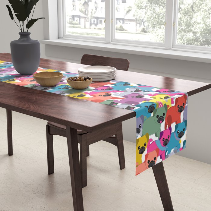 Colored Pugs Pattern - no1 Table Runner Gallery Image 2