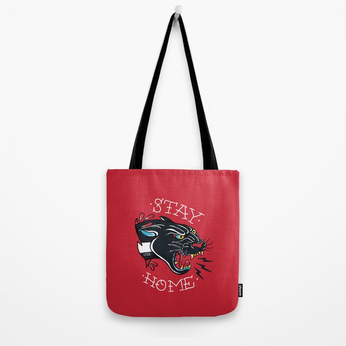 Stay Home Panther Tattoo Tote Bag Gallery Image 2