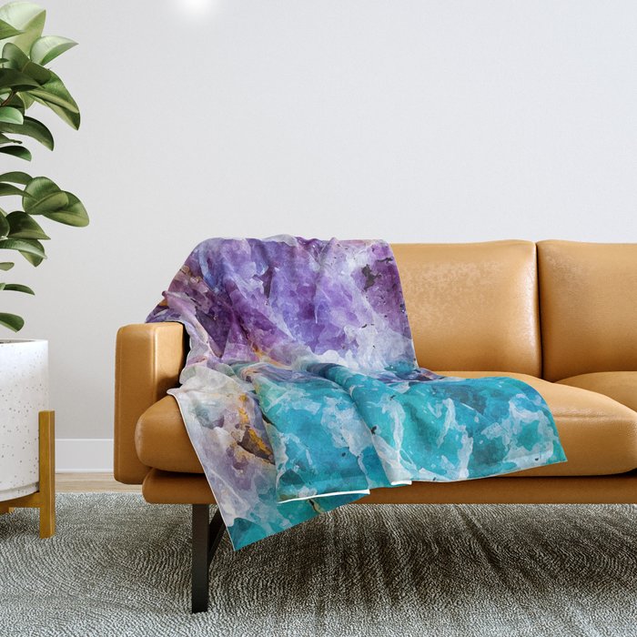 Multicolor quartz texture Throw Blanket Gallery Image 1