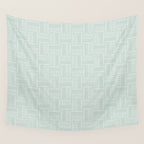Mudcloth Doodle Squares . Soft Aqua Wall Tapestry Gallery Image 4