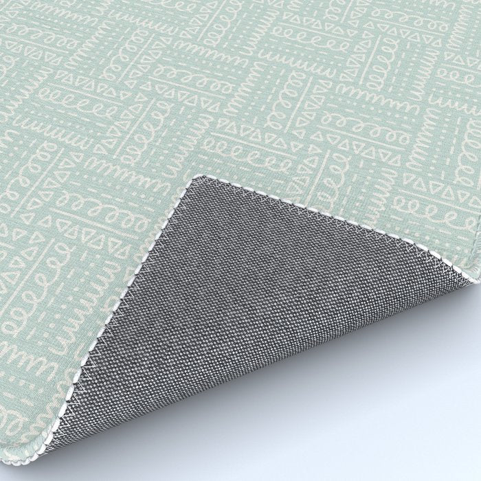 Mudcloth Doodle Squares . Soft Aqua Rug Gallery Image 4
