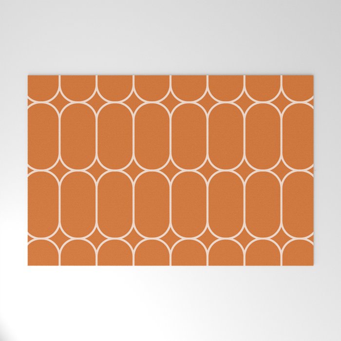 Mod Pods Retro Geo Pattern in Burnt Orange Welcome Mat Gallery Image 1