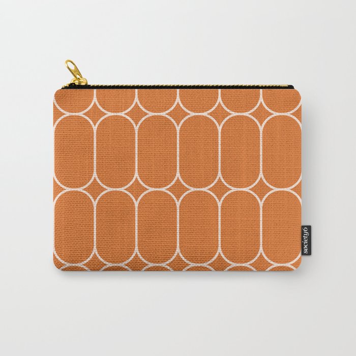 Mod Pods Retro Geo Pattern in Burnt Orange Carry All Pouch Gallery Image 1