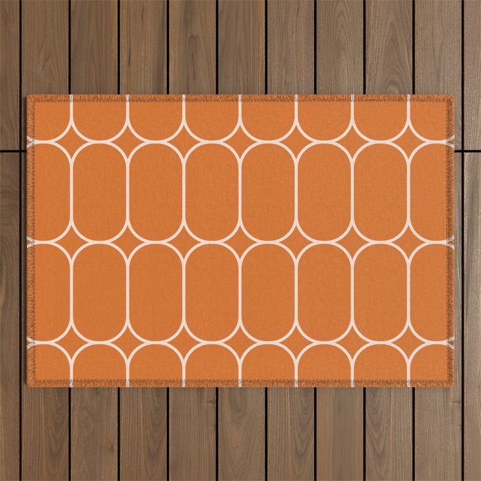 Mod Pods Retro Geo Pattern in Burnt Orange Outdoor Rug Gallery Image 1