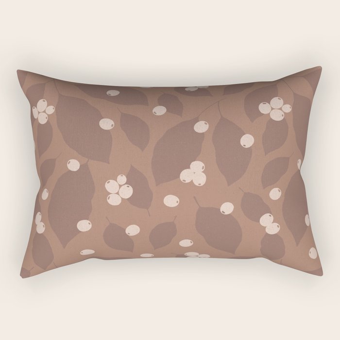 Coffee Leaves and Berries - Mocha Mousse Rectangular Pillow Gallery Image 1