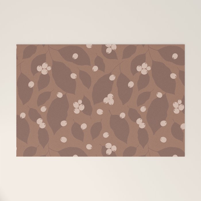 Coffee Leaves and Berries - Mocha Mousse Welcome Mat Gallery Image 1