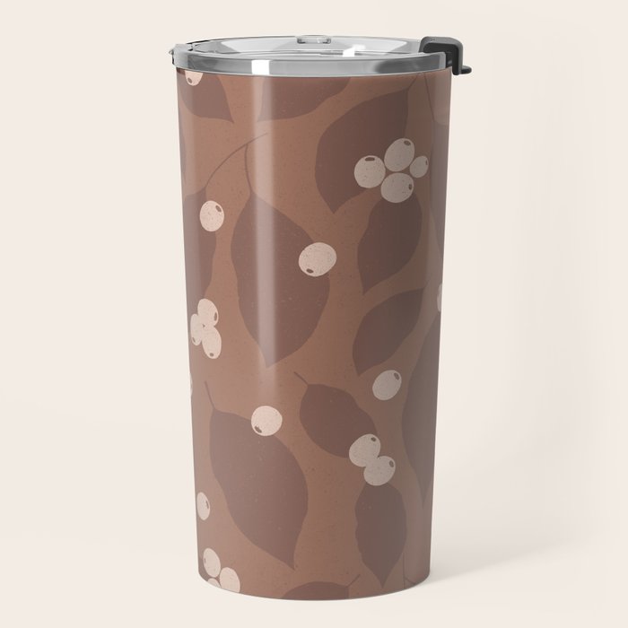 Coffee Leaves and Berries - Mocha Mousse Travel Mug Gallery Image 2