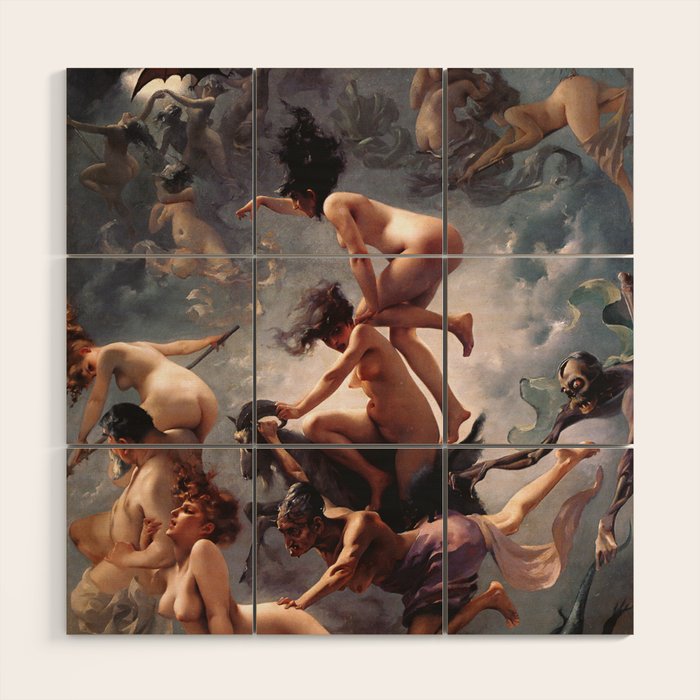 Luis Ricardo Falero - Witches going to their Sabbath 1878 Wood Wall Art Gallery Image 1