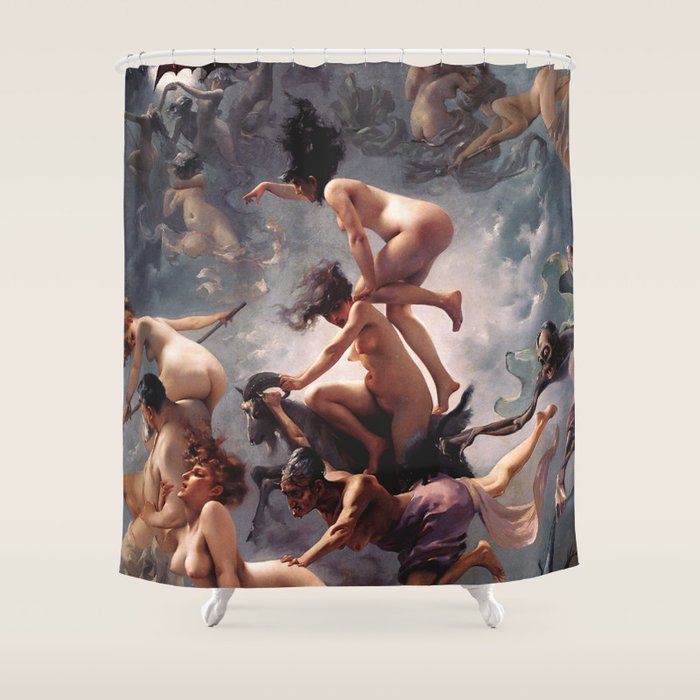 Luis Ricardo Falero - Witches going to their Sabbath 1878 Shower Curtain Gallery Image 1