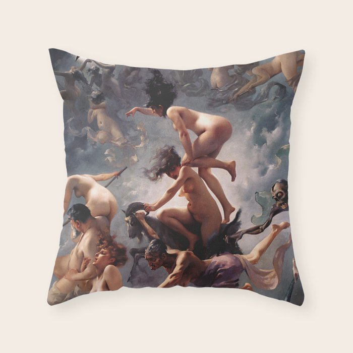 Luis Ricardo Falero - Witches going to their Sabbath 1878 Throw Pillow Gallery Image 6