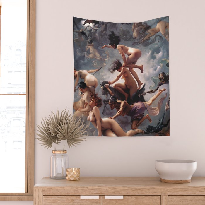 Luis Ricardo Falero - Witches going to their Sabbath 1878 Wall Tapestry Gallery Image 2