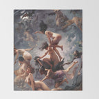 Luis Ricardo Falero - Witches going to their Sabbath 1878 Throw Blanket Gallery Image 2