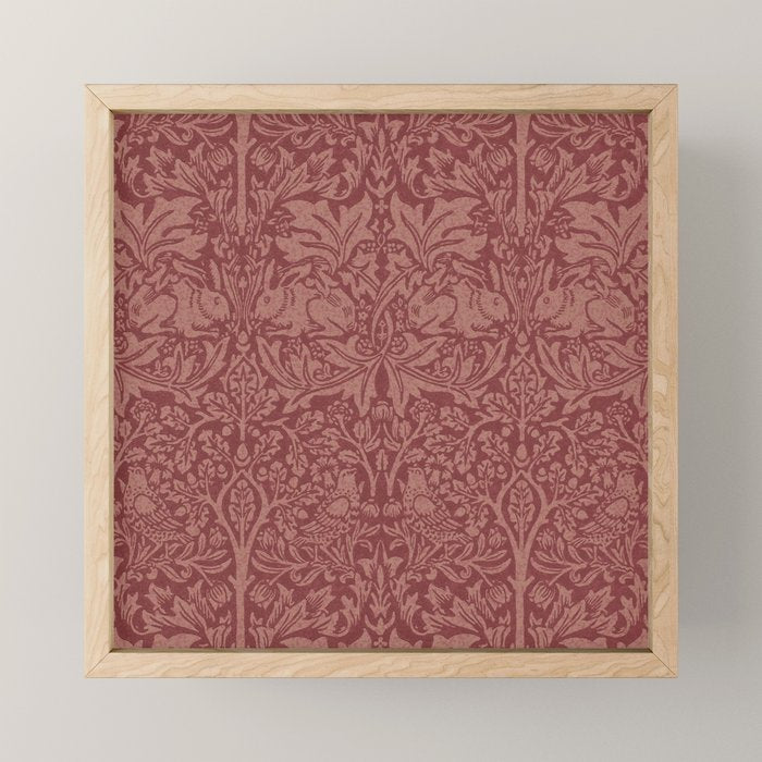 William Morris Brer Rabbit Brick Red Vintage Pattern Mini Art Print Gallery Image 1