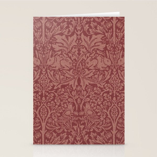 William Morris Brer Rabbit Brick Red Vintage Pattern Stationery Card Gallery Image 2