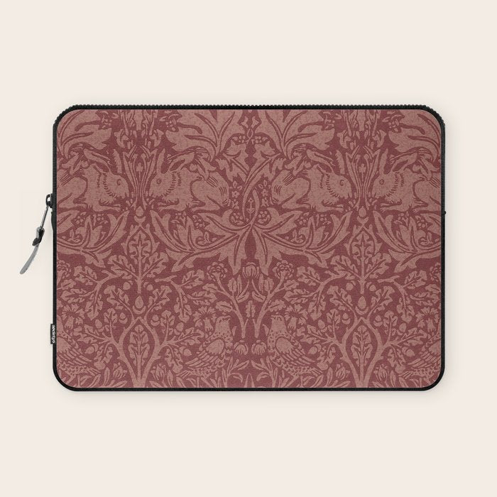 William Morris Brer Rabbit Brick Red Vintage Pattern Laptop Sleeve Gallery Image 1