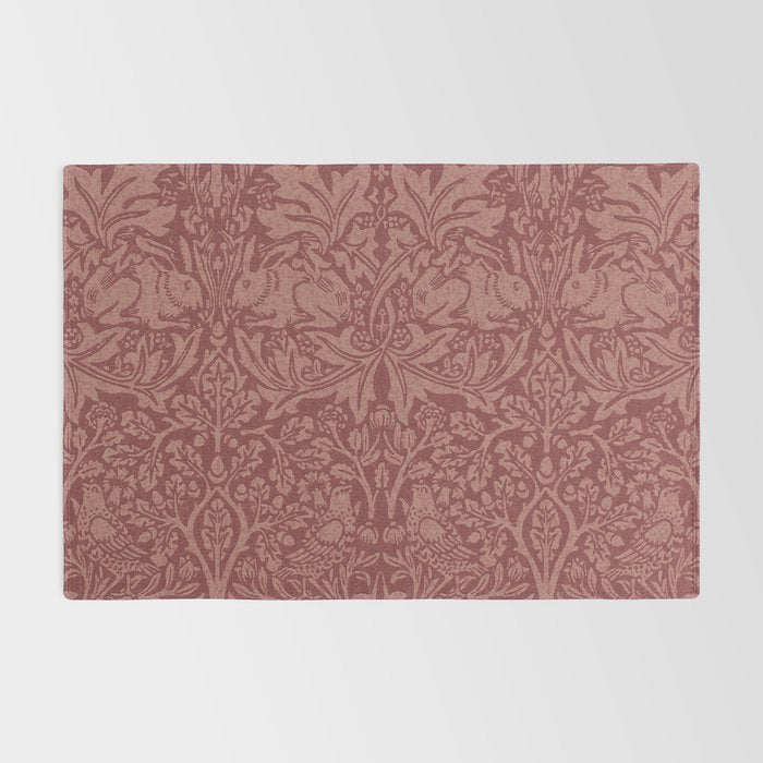 William Morris Brer Rabbit Brick Red Vintage Pattern Rug Gallery Image 2