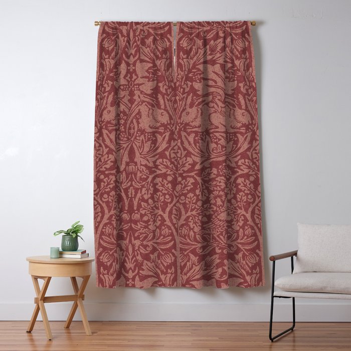 William Morris Brer Rabbit Brick Red Vintage Pattern Window Curtain Gallery Image 5