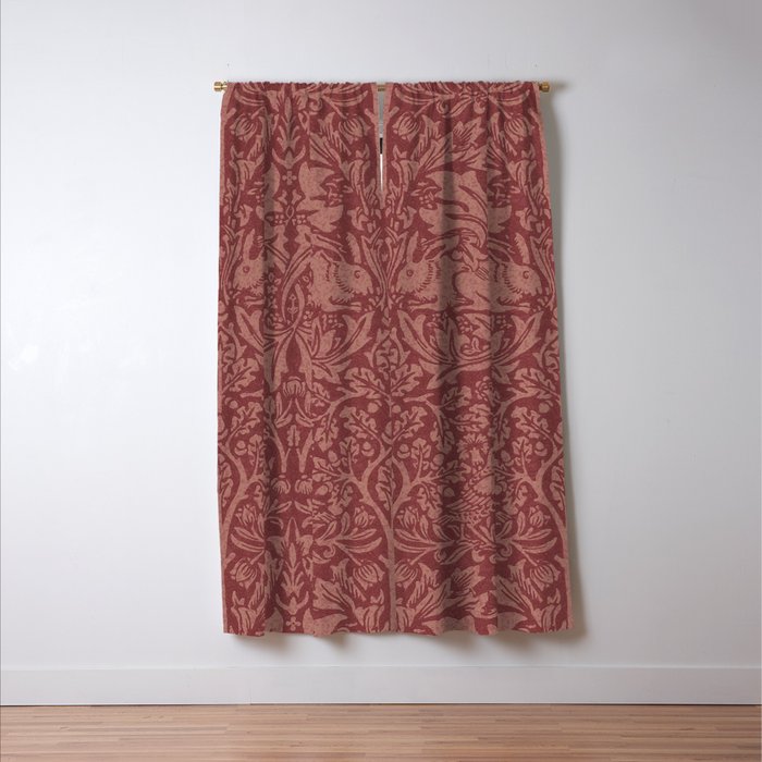 William Morris Brer Rabbit Brick Red Vintage Pattern Window Curtain Gallery Image 3