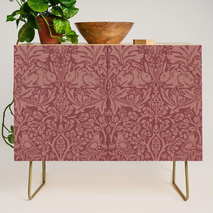 William Morris Brer Rabbit Brick Red Vintage Pattern Credenza Gallery Image 1