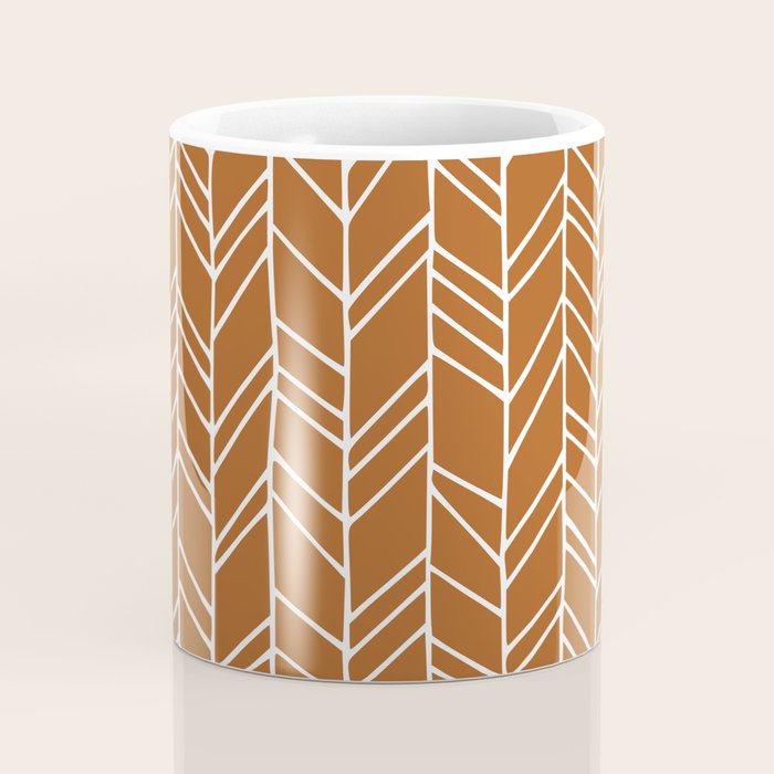 Rustic Herringbone in Clay Terracotta Coffee Mug Gallery Image 4
