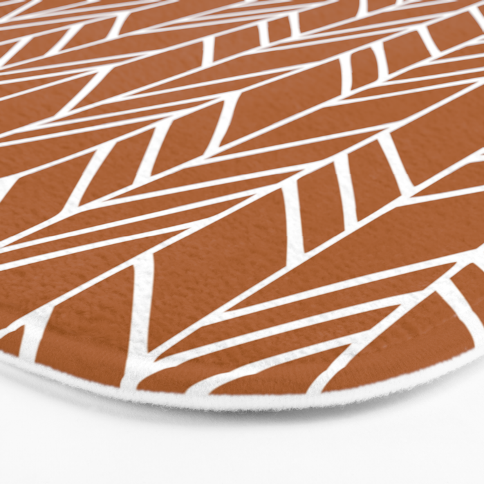 Rustic Herringbone in Clay Terracotta Bath Mat Gallery Image 3