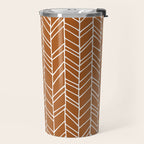 Rustic Herringbone in Clay Terracotta Travel Mug Gallery Image 2