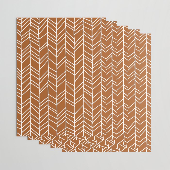 Rustic Herringbone in Clay Terracotta Wrapping Paper Gallery Image 3