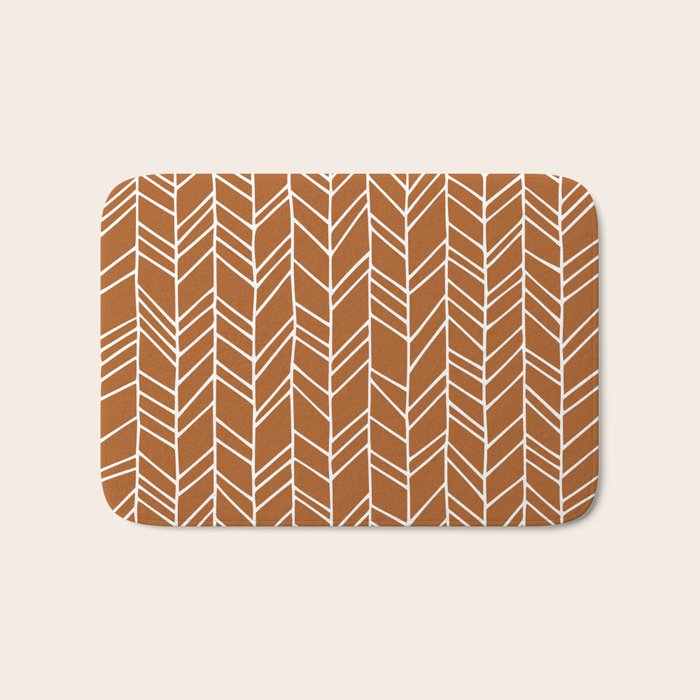 Rustic Herringbone in Clay Terracotta Bath Mat Gallery Image 1