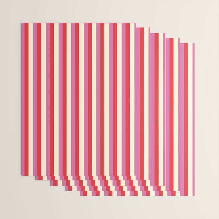 Retro Pink and Red Vertical Stripes Wrapping Paper Gallery Image 3
