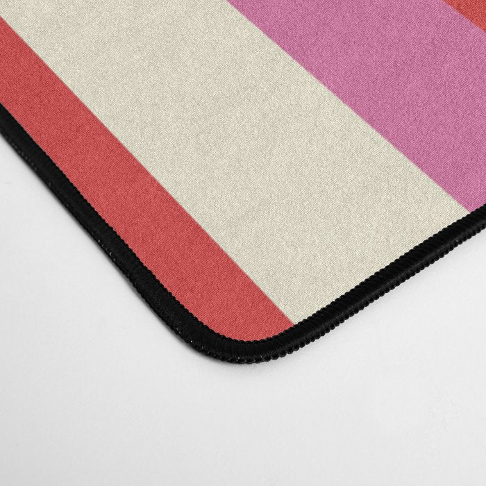 Retro Pink and Red Vertical Stripes Desk Mat Gallery Image 4