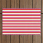 Retro Pink and Red Vertical Stripes Outdoor Rug Gallery Image 1