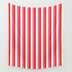 Retro Pink and Red Vertical Stripes Wall Tapestry Gallery Image 4