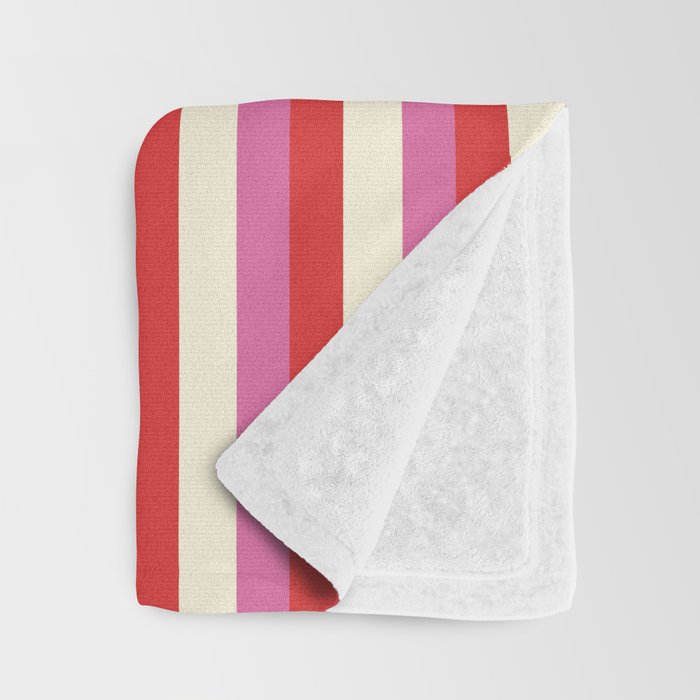 Retro Pink and Red Vertical Stripes Throw Blanket Gallery Image 3