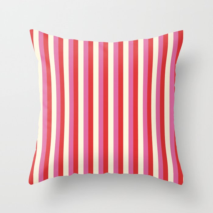 Retro Pink and Red Vertical Stripes Throw Pillow Gallery Image 6