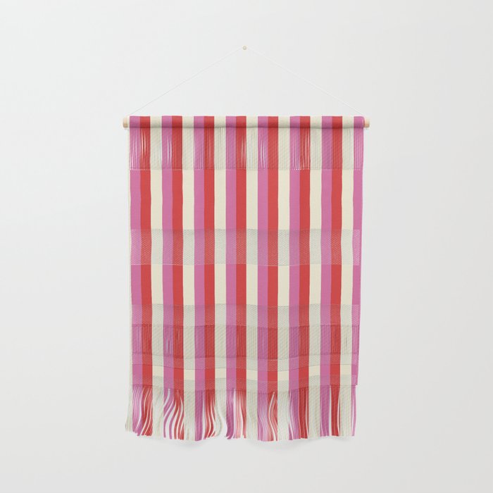 Retro Pink and Red Vertical Stripes Wall Hanging Gallery Image 1