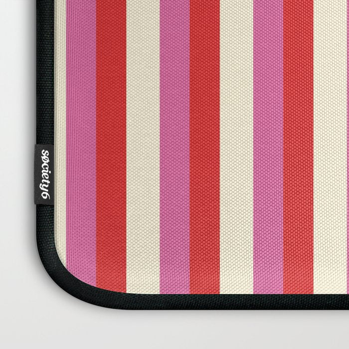 Retro Pink and Red Vertical Stripes Laptop Sleeve Gallery Image 3