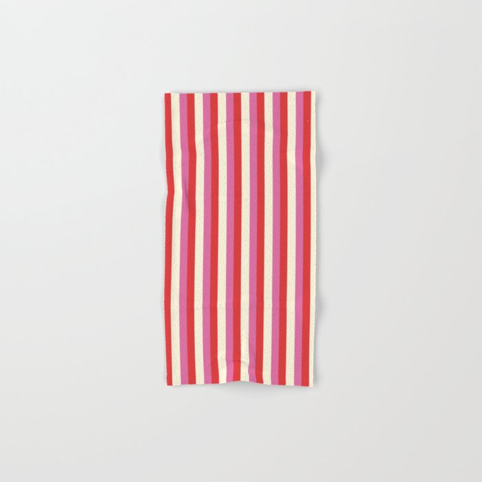 Retro Pink and Red Vertical Stripes Bath Towel Gallery Image 1