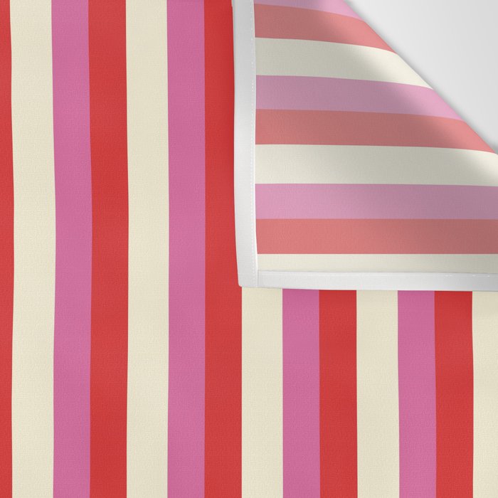 Retro Pink and Red Vertical Stripes Wall Tapestry Gallery Image 3