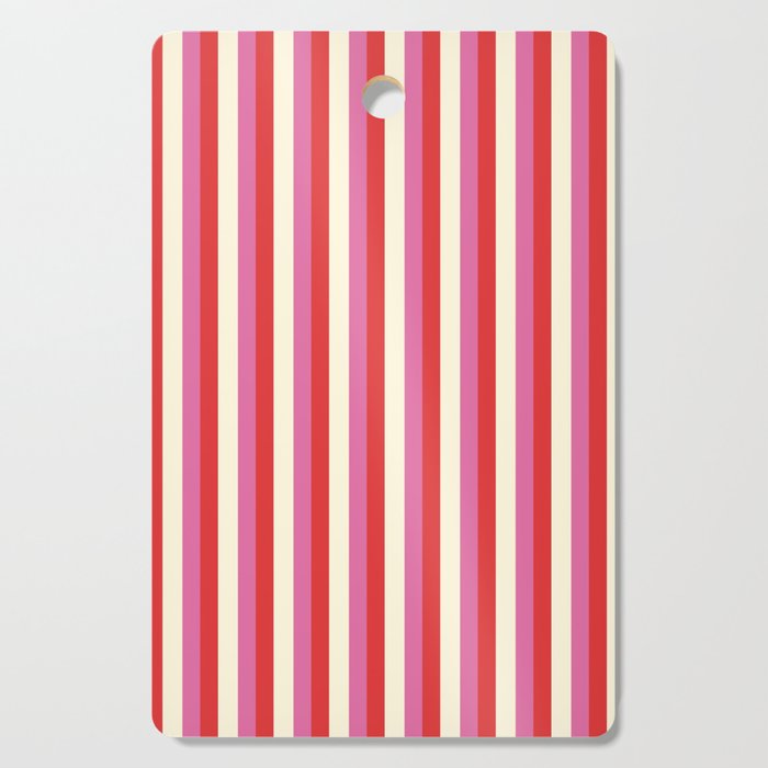 Retro Pink and Red Vertical Stripes Cutting Board Gallery Image 1
