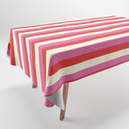 Retro Pink and Red Vertical Stripes Tablecloth Gallery Image 1