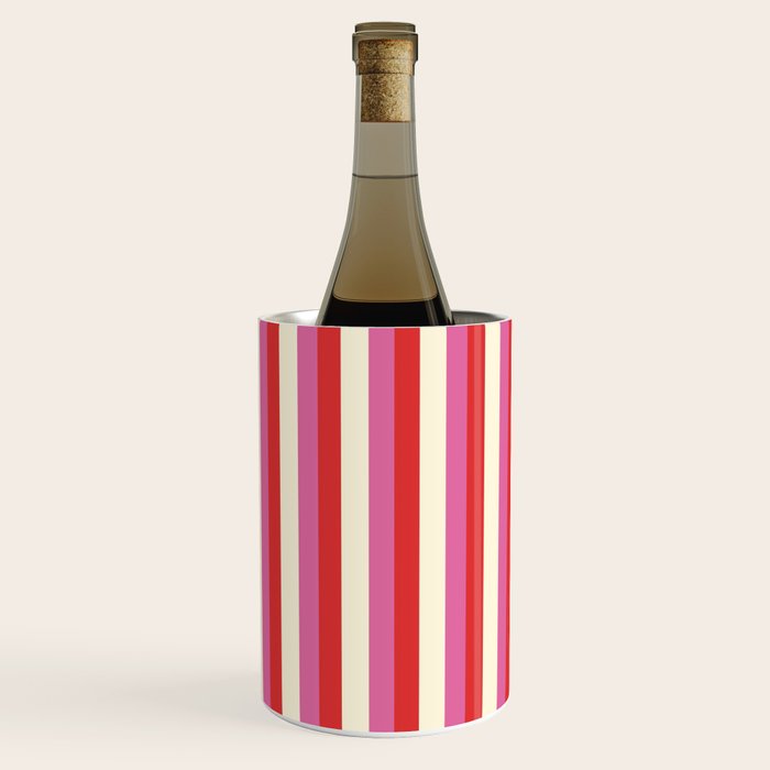 Retro Pink and Red Vertical Stripes Wine Chiller Gallery Image 3