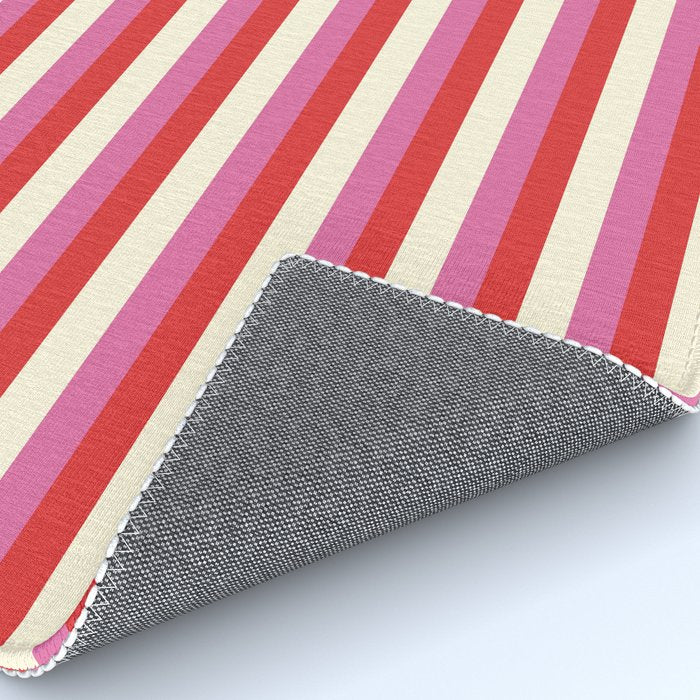 Retro Pink and Red Vertical Stripes Rug Gallery Image 4