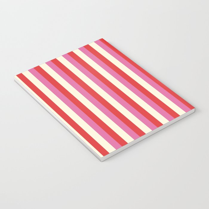 Retro Pink and Red Vertical Stripes Notebook Gallery Image 3
