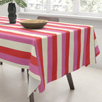 Retro Pink and Red Vertical Stripes Tablecloth Gallery Image 3