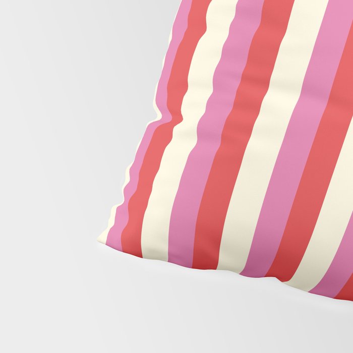 Retro Pink and Red Vertical Stripes Pillow Sham Gallery Image 4